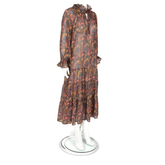 MELLODAY Floral Chiffon Maxi Dress Long Sleeve Boho Fall Fashion Women’s XS /595 - Picture 6 of 7